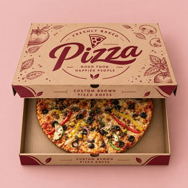 custom brown pizza boxes